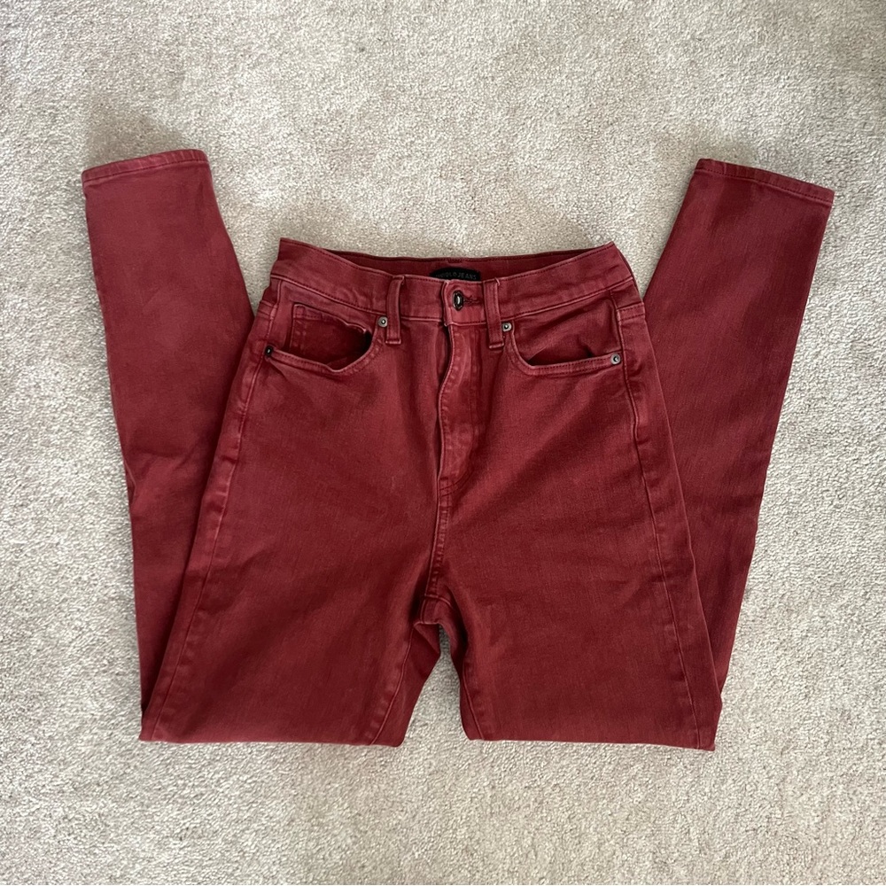 Uniqlo Skinny High-Rise‎ Red Ankle Jeans
